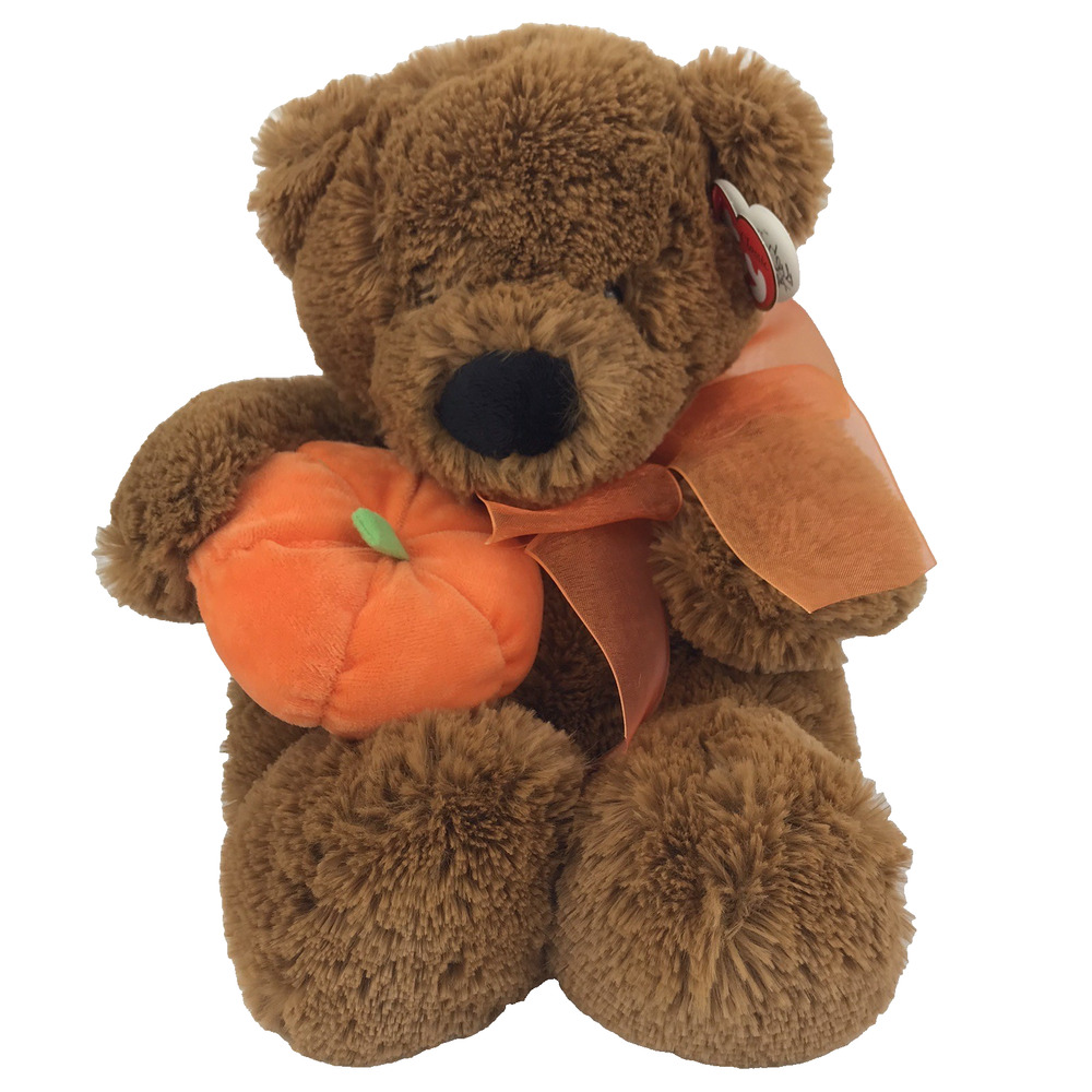 Ty Classic Carver Bear Plush 2006 With Pumpkin Fall Ribbon Bow 9" Sitting w/ Tag